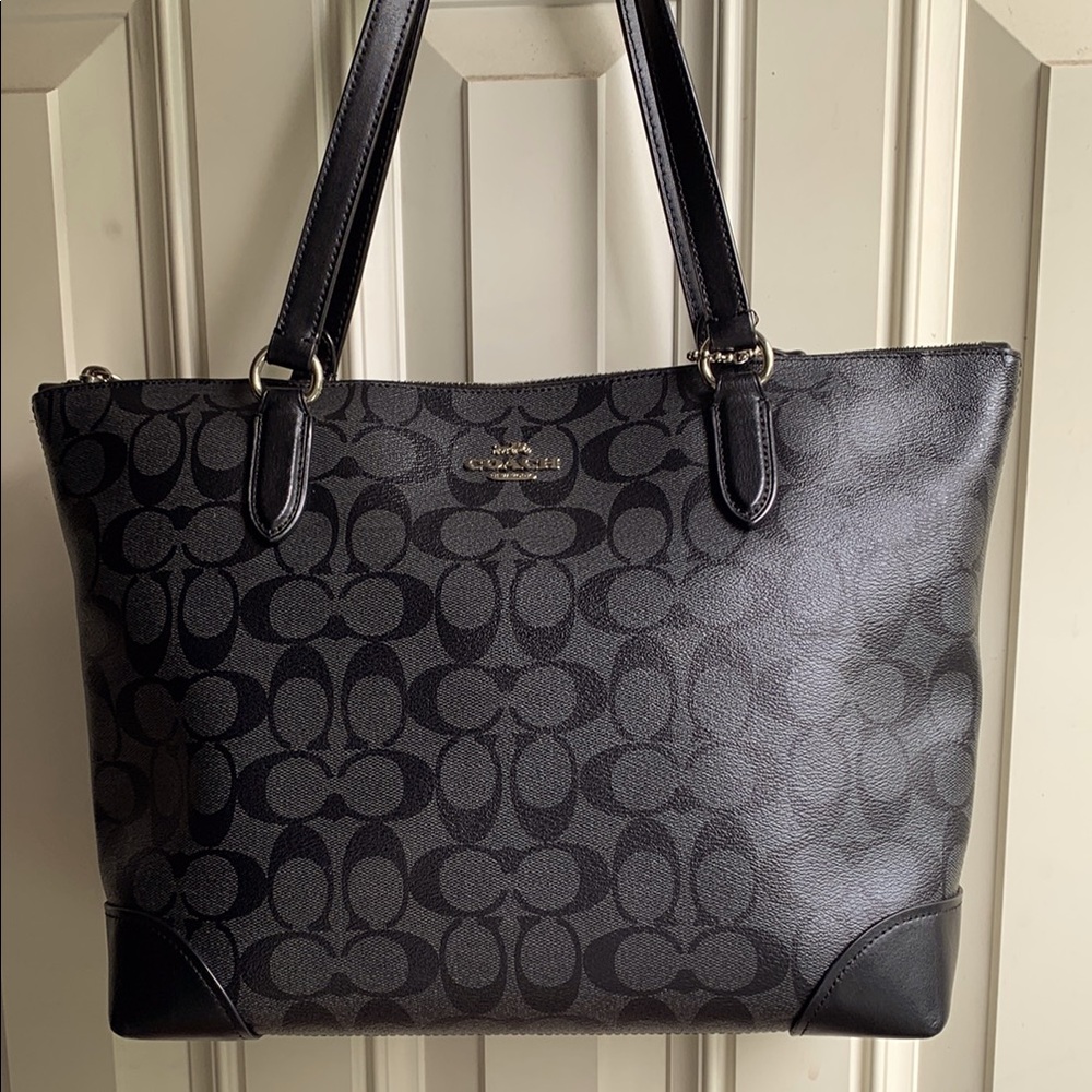 Coach Black Monogram Jacquard Tote